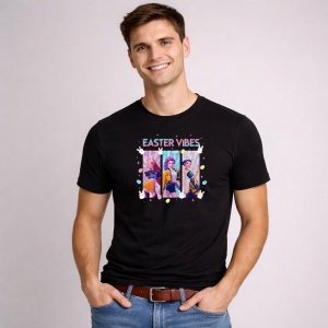 Tricou Paste Easter Vibes Kpop Grup Fashion Pastel, din bumbac 100%, tricou negru, Copii | Dama | Barbat - Img 2
