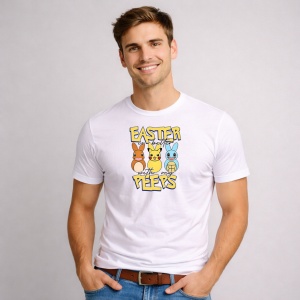 Tricou Paste Easter With My Peeps Iepurasi Colorati, din bumbac 100%, tricou alb, Copii | Dama | Barbat - Img 3