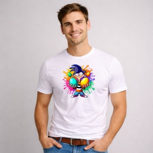 Tricou Paste Eddy Paste Oua Colorate Color Splash, din bumbac 100%, tricou alb, Copii | Dama | Barbat - Img 2