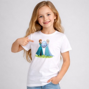 Tricou Paste Elsa Anna Frozen Paste Ou Mare Decorativ, din bumbac 100%, tricou alb, Copii | Dama | Barbat