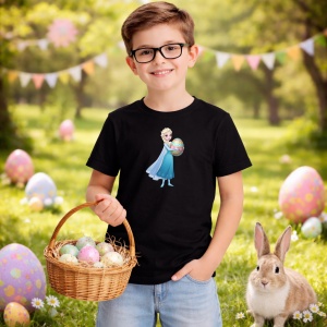 Tricou Paste Elsa Frozen Paste Ou Colorat Elegant, din bumbac 100%, tricou negru, Copii | Dama | Barbat - Img 5