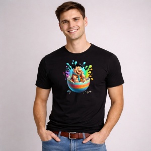 Tricou Paste Fred Flintstone Paste Ou Spart Colorat, din bumbac 100%, tricou negru, Copii | Dama | Barbat - Img 2