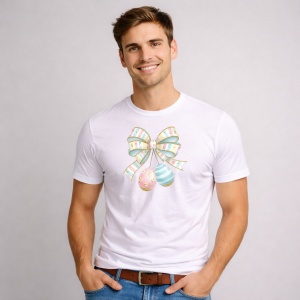 Tricou Paste Fundita Alba Pastel Cu Oua Decorative Cute, din bumbac 100%, tricou alb, Copii | Dama | Barbat - Img 2