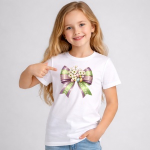 Tricou Paste Fundita Mov Verde Floral Eleganta Decor, din bumbac 100%, tricou alb, Copii | Dama | Barbat - Img 2