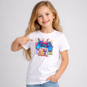 Tricou Paste Gamer Controler Paste Iepuras Oua Colorate, din bumbac 100%, tricou alb, Copii | Dama | Barbat - Img 2