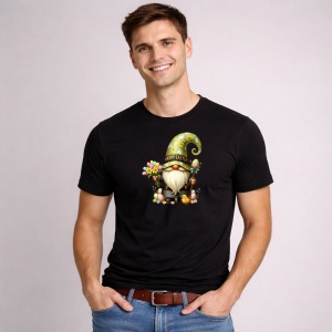 Tricou Paste Gnom Paste Cu Flori Si Oua Happy Easter Decor, din bumbac 100%, tricou negru, Copii | Dama | Barbat - Img 3