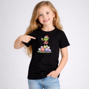 Tricou Paste Grinch Paste Oua Colorate Stil Amuzant, din bumbac 100%, tricou negru, Copii | Dama | Barbat
