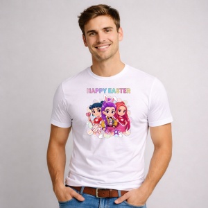 Tricou Paste Happy Easter Kpop Grup Fete Colorat, din bumbac 100%, tricou alb, Copii | Dama | Barbat - Img 2