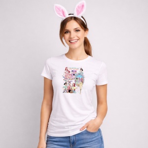 Tricou Paste Huntrix Easter Coquette Girls Aesthetic Pastel, din bumbac 100%, tricou alb, Copii | Dama | Barbat - Img 3