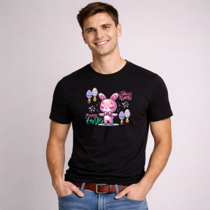 Tricou Paste Iepuras Paste Ice Cream Oua Colorate Funny, din bumbac 100%, tricou negru, Copii | Dama | Barbat