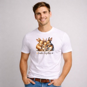 Tricou Paste Iepurasi Paste Love Cuplu Primavara Decor, din bumbac 100%, tricou alb, Copii | Dama | Barbat