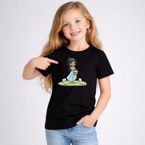 Tricou Paste Jasmine Aladdin Paste Cos Oua Colorate, din bumbac 100%, tricou negru, Copii | Dama | Barbat