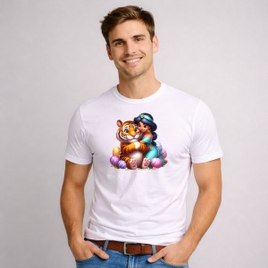 Tricou Paste Jasmine Tigru Paste Oua Colorate Cos, din bumbac 100%, tricou alb, Copii | Dama | Barbat - Img 2