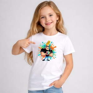 Tricou Paste Johnny Bravo Paste Oua Colorate Stil Graffiti, din bumbac 100%, tricou alb, Copii | Dama | Barbat
