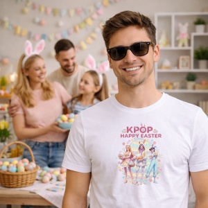 Tricou Paste Kpop Happy Easter Girls Grup Pastel Cute, din bumbac 100%, tricou alb, Copii | Dama | Barbat - Img 5