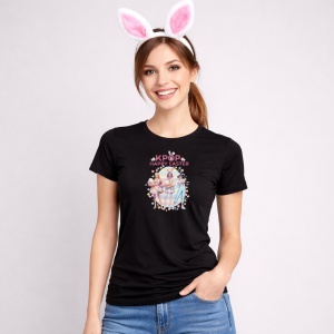 Tricou Paste Kpop Happy Easter Girls Grup Pastel Cute, din bumbac 100%, tricou negru, Copii | Dama | Barbat