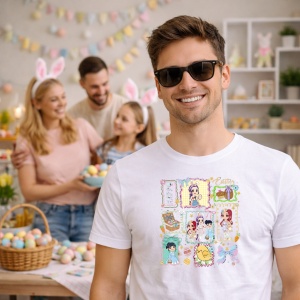 Tricou Paste Kpop Stickers Easter Set Pastel Cute, din bumbac 100%, tricou alb, Copii | Dama | Barbat - Img 5