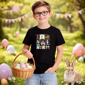 Tricou Paste Kpop Stickers Easter Set Pastel Cute, din bumbac 100%, tricou negru, Copii | Dama | Barbat - Img 5