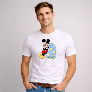 Tricou Paste Mickey Mouse Paste Ou Mare Colorat, din bumbac 100%, tricou alb, Copii | Dama | Barbat - Img 2