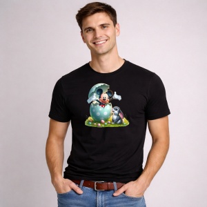 Tricou Paste Mickey Mouse Paste Ou Spart Iepuras, din bumbac 100%, tricou negru, Copii | Dama | Barbat