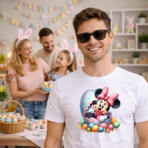 Tricou Paste Minnie Mouse Paste Ou Mare Colorat Decorativ, din bumbac 100%, tricou alb, Copii | Dama | Barbat - Img 7