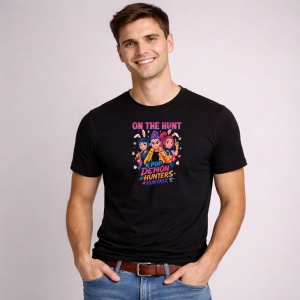 Tricou Paste On The Hunt Kpop Demon Hunters Grup, din bumbac 100%, tricou negru, Copii | Dama | Barbat