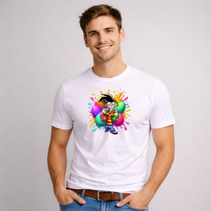 Tricou Paste Personaje Desen Stil Graffiti Paste Oua Colorate, din bumbac 100%, tricou alb, Copii | Dama | Barbat - Img 2