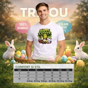 Tricou Paste Shrek Happy Easter Cos Iepuras Oua Colorate, din bumbac 100%, tricou alb, Copii | Dama | Barbat - Img 6