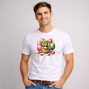 Tricou Paste Shrek Ou Paste Colorat Cos Oua Festive, din bumbac 100%, tricou alb, Copii | Dama | Barbat - Img 2