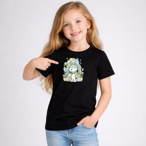 Tricou Paste Snoopy Happy Easter Oua Colorate Decor, din bumbac 100%, tricou negru, Copii | Dama | Barbat - Img 2