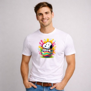 Tricou Paste Snoopy Paste Ou Colorat Pastel, din bumbac 100%, tricou alb, Copii | Dama | Barbat - Img 2