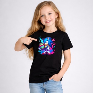 Tricou Paste Sonic Paste Ou Colorat Stil Graffiti, din bumbac 100%, tricou negru, Copii | Dama | Barbat
