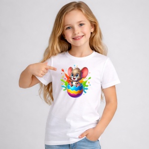 Tricou Paste Soricel Paste Ou Spart Colorat Vesel, din bumbac 100%, tricou alb, Copii | Dama | Barbat