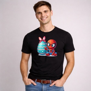 Tricou Paste Spiderman Paste Ou Mare Decorativ, din bumbac 100%, tricou negru, Copii | Dama | Barbat - Img 3