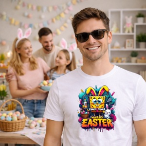 Tricou Paste Spongebob Squarepants Paste Happy Easter Oua Cos, din bumbac 100%, tricou alb, Copii | Dama | Barbat - Img 7