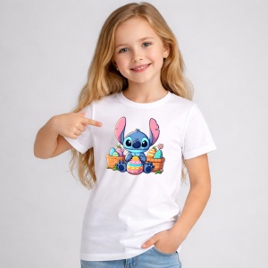 Tricou Paste Stitch Paste Cos Oua Colorate Pastel, din bumbac 100%, tricou alb, Copii | Dama | Barbat