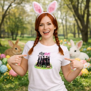 Tricou Paste Stray Kids Kpop Easter Grup Stil Dark, din bumbac 100%, tricou alb, Copii | Dama | Barbat - Img 9