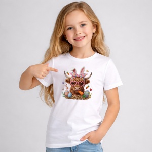 Tricou Paste Vacuta Paste Cu Ochelari Inimioare Cos Oua Pastel, din bumbac 100%, tricou alb, Copii | Dama | Barbat - Img 2
