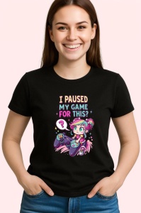 Tricou Paused My Game For This Gamer Fata, Copii | Dama | Barbat, culoare negru - Img 4