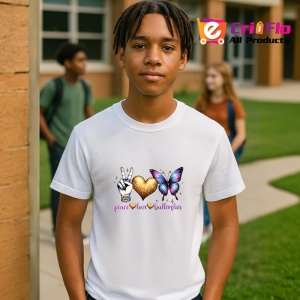 Tricou Peace Love Butterflies design fluture colorat Copii | Dama | Barbat Barbat - Img 8