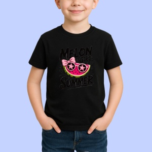 Tricou Pepene Fata vara, Fructe, Copii | Dama, culoare negru