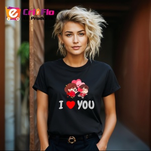 Tricou Perna I Love You Lovers, din bumbac 100%, tricou negru, Dama | Barbat - Img 6