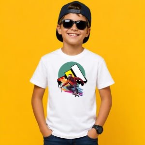 Tricou Personaj Anime Pe Skateboard Stil Streetwear Colorat, din bumbac 100% Copii | Dama | Barbat