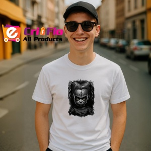 Tricou Personaj horror stil caricatura alb negru expresie intensa Copii | Dama | Barbat - Img 6