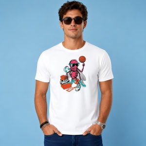 Tricou Personaj Insecta Baschetbalist Cu Ochelari, din bumbac 100% Copii | Dama | Barbat - Img 2