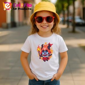 Tricou Personaj Razboinic Rosu Foc Fundal Gri, din bumbac 100% , tricou alb pentru Copii | Dama | Barbat - Img 5