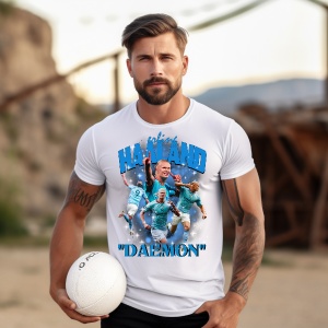 Tricou personalizat barbat cu Erling Braut Haland Fotbalist