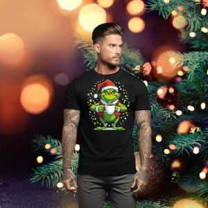 Tricou personalizat Craciun pentru barbati, Spiridusul Grinch 1, Bumbac