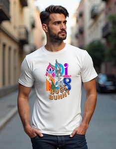 Tricou personalizat pentru barbati din bumbac 100% - Bugs Bunny Style, Looney Tunes, desen animat, stil retro, amuzant