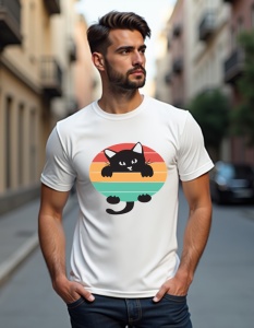 Tricou personalizat pentru barbati din bumbac 100% - Cat Hanging
